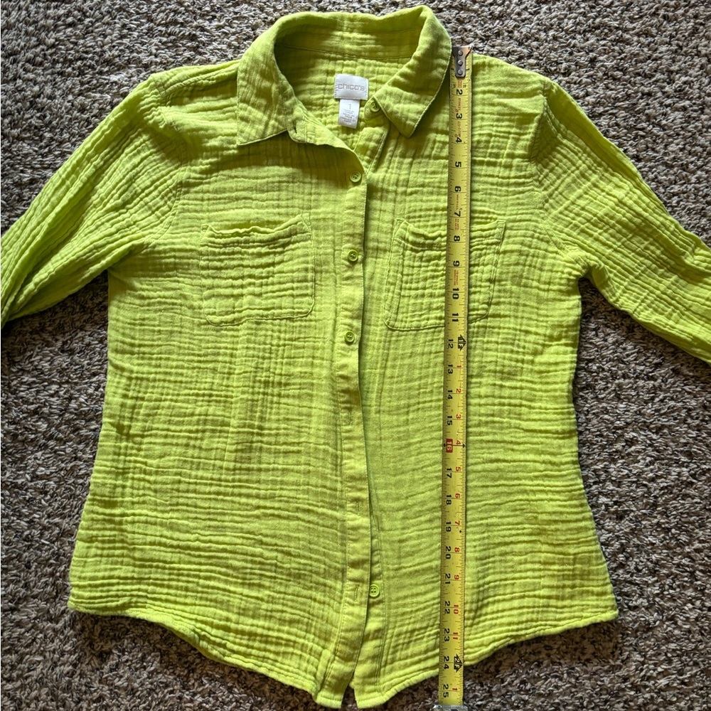 Chico's Lime Green Button Down Shirt - Picture 3 of 3